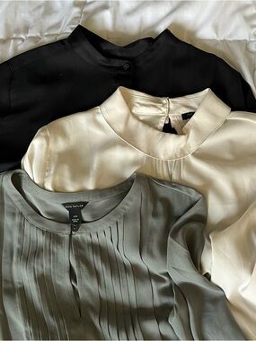 Lot of 3 NWOT Ann Taylor long sleeve blouses buttons for work XXS XS S petite